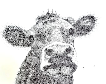 Instant Download of Cow Pointillism Drawing