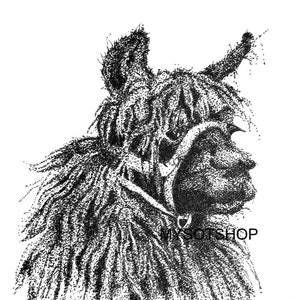Instant Download of Llama Pointillism Drawing