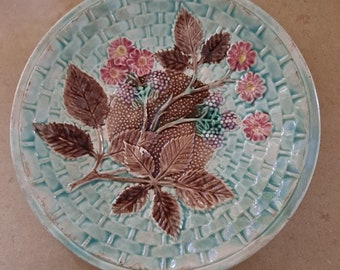 Antique Genuine Majolica Blackberry Plate - Free Shipping