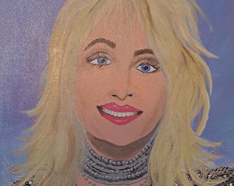 Original acrylic painting of Dolly Parton on stretched canvas