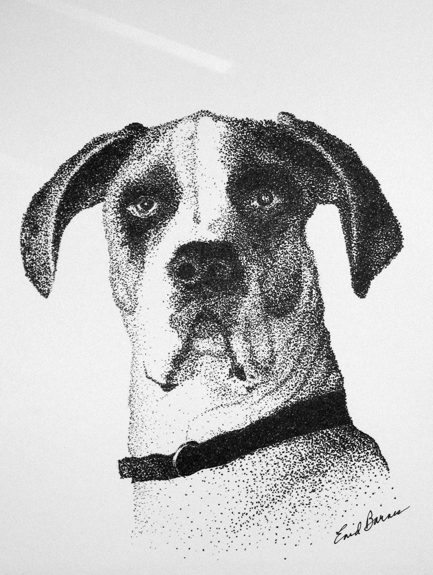 Great Dane Original Pen and Ink Pointillism Drawing Etsy UK