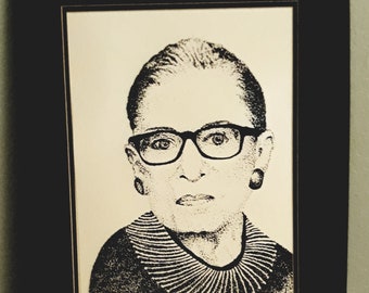 Print of  Pointillism Portrait of Justice Ruth Bader Ginsburg  (9 x 12) - free shipping