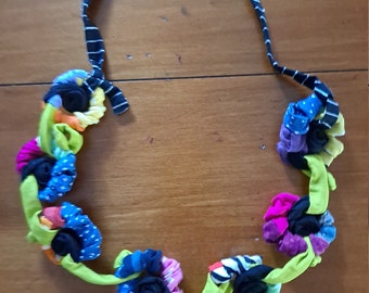 Handmade Wired Fabric Necklace  - Free Shipping