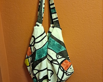 Handmade Abstract Hobo Bag with Zipper and Accordian Inside Pockets - Free Shipping