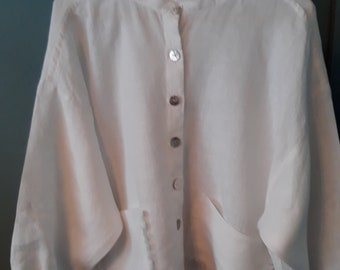 Handkerchief Linen Oversized Blouse - Free Shipping - Sz XL