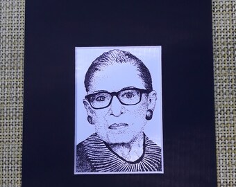 Matted Print of  Pointillism Portrait of Justice Ruth Bader Ginsburg