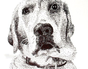 Instant Download of Yellow Lab Pointillism Drawing