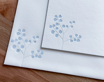 Aspen Leaf Letterpress Stationery | Matching Envelope | Painted Edges | A7 Personal Stationery | Note Cards | 5" x 7"