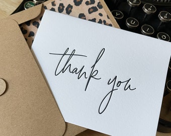 Leopard Print Letterpress Thank You Cards | A2 Stationery Set | String Tie Envelopes | Kraft Envelopes