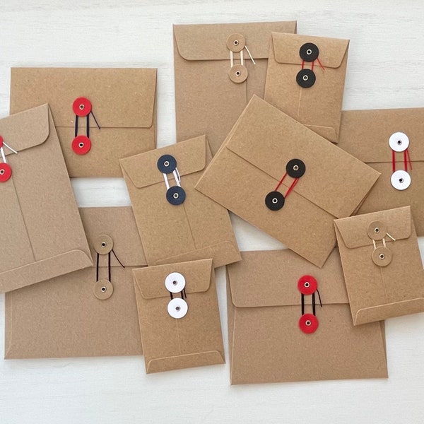 All Sizes, You Pick, String Tie Envelopes