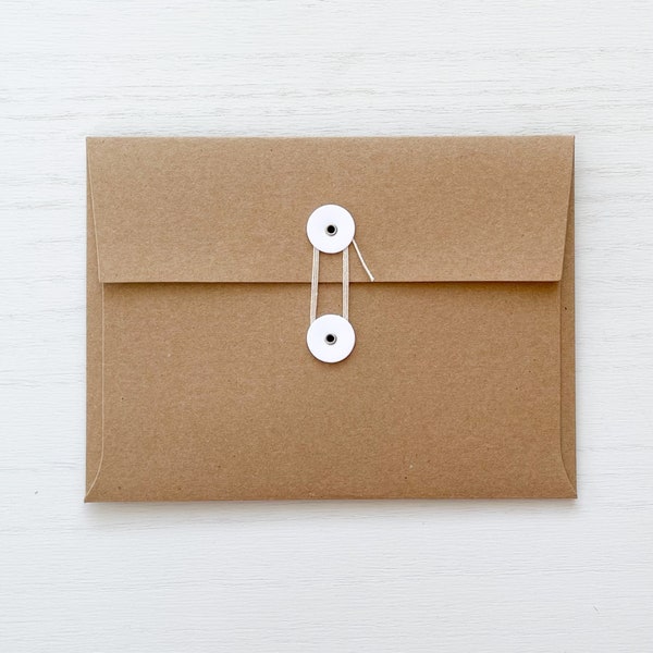 White Button String Tie Envelopes Size A7 Outer Envelope