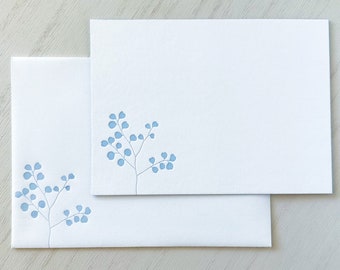 Stationery Set with Aspen Leaf Branch, Painted Edges, and Matching Envelopes | A7 5" x 7" | White envelope | Note Cards