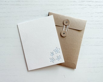 Letterpress Star Flower Minimalist Stationery Set | A2 | String-tie envelope or White envelope