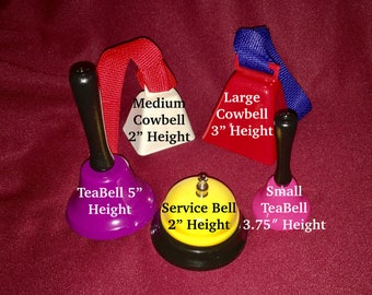 25 Custom service bell, call bell, hotel bell.  Personalized with Miss Spagnuolo and logo provided in messages