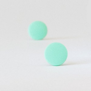 mint studs, matte mint green earrings, mint stud earrings, matte mint studs, green stud earrings, pastel green studs, mint post earrings image 4