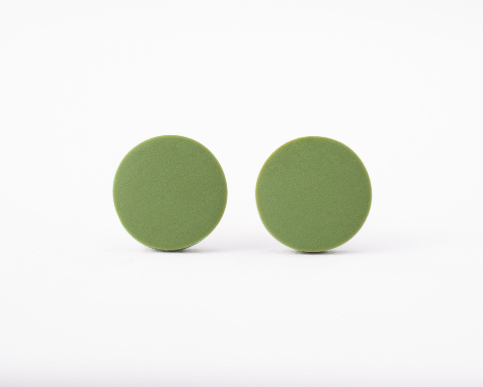 Olive Green Studs Matte Green Earrings Unisex Earrings Etsy