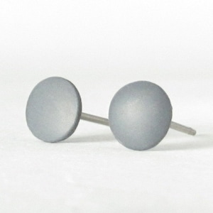 Minimalist Stud Earrings, matte gray earrings, unisex earrings, matte gray studs, gray posts, gray stud earrings, earrings for men image 1