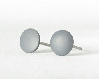 Minimalist Stud Earrings, matte gray earrings, unisex earrings, matte gray studs, gray posts, gray stud earrings, earrings for men