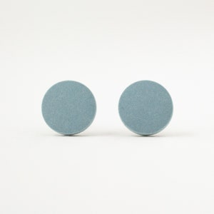 Gray-Blue stud earrings, Limited Edition Color, matte studs, unisex earrings, flat round studs, 3 sizes, tiny posts, Stormy Skies image 5