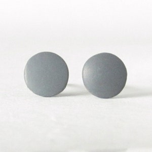 Minimalist Stud Earrings, matte gray earrings, unisex earrings, matte gray studs, gray posts, gray stud earrings, earrings for men image 3