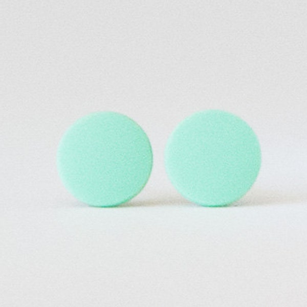 mint studs, matte mint green earrings, mint stud earrings, matte mint studs, green stud earrings, pastel green studs, mint post earrings