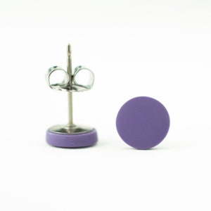 Purple studs, matte purple earrings, unisex earrings, matte purple studs, purple posts, purple stud earrings