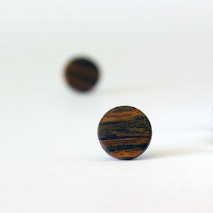 Ebony Wood Stud Earrings, wood earrings, unisex, mens stud earrings, men's studs, wood post earrings, natural wood studs, round wood studs image 3