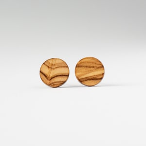 Olive Wood Stud Earrings, wood earrings, unisex, mens stud earrings, wood studs, wooden studs, , natural wood studs, light wood earrings image 1