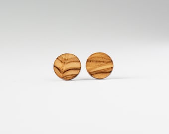 Olive Wood Stud Earrings, wood earrings, unisex, mens stud earrings, wood studs, wooden studs, , natural wood studs, light wood earrings