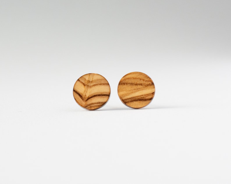 Olive Wood Stud Earrings Wood Earrings Unisex Mens Stud Etsy