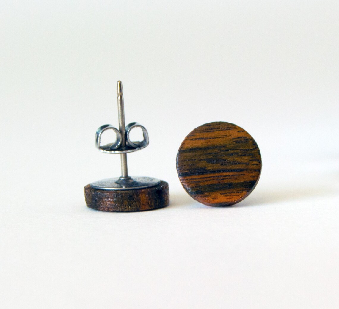 Ebony Wood Stud Earrings Wood Earrings Unisex Mens Stud Etsy Canada