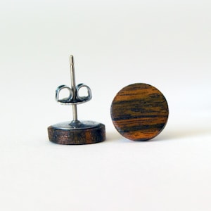 Ebony Wood Stud Earrings, wood earrings, unisex, mens stud earrings, men's studs, wood post earrings, natural wood studs, round wood studs image 5