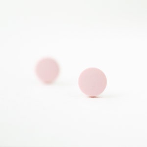 pale pink studs, matte light pink earrings, pink stud earrings, matte pink studs, pink stud earrings, pastel pink studs, pink post earrings image 1