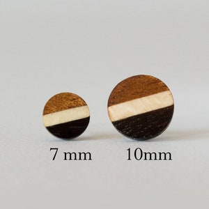 Striped Wood Studs, wood earrings, unisex, mens stud earrings, wood stud earrings, men's studs, wood post earrings, natural wood studs image 6