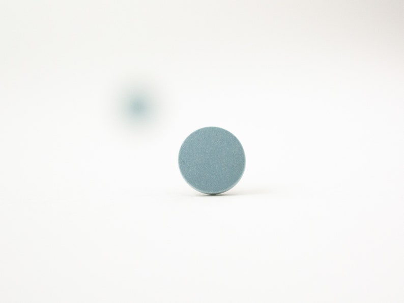 Gray-Blue stud earrings, Limited Edition Color, matte studs, unisex earrings, flat round studs, 3 sizes, tiny posts, Stormy Skies image 3