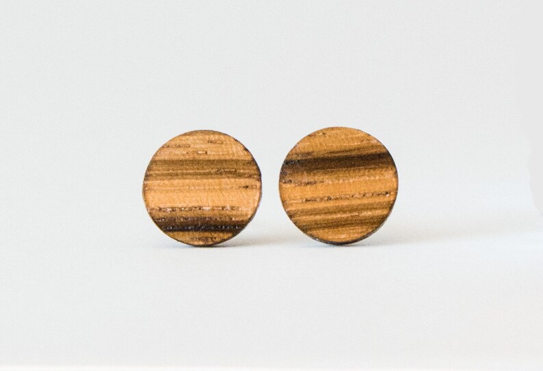 Zebrawood Studs Wood Earring Stud Casual Stud Earrings Wood Etsy