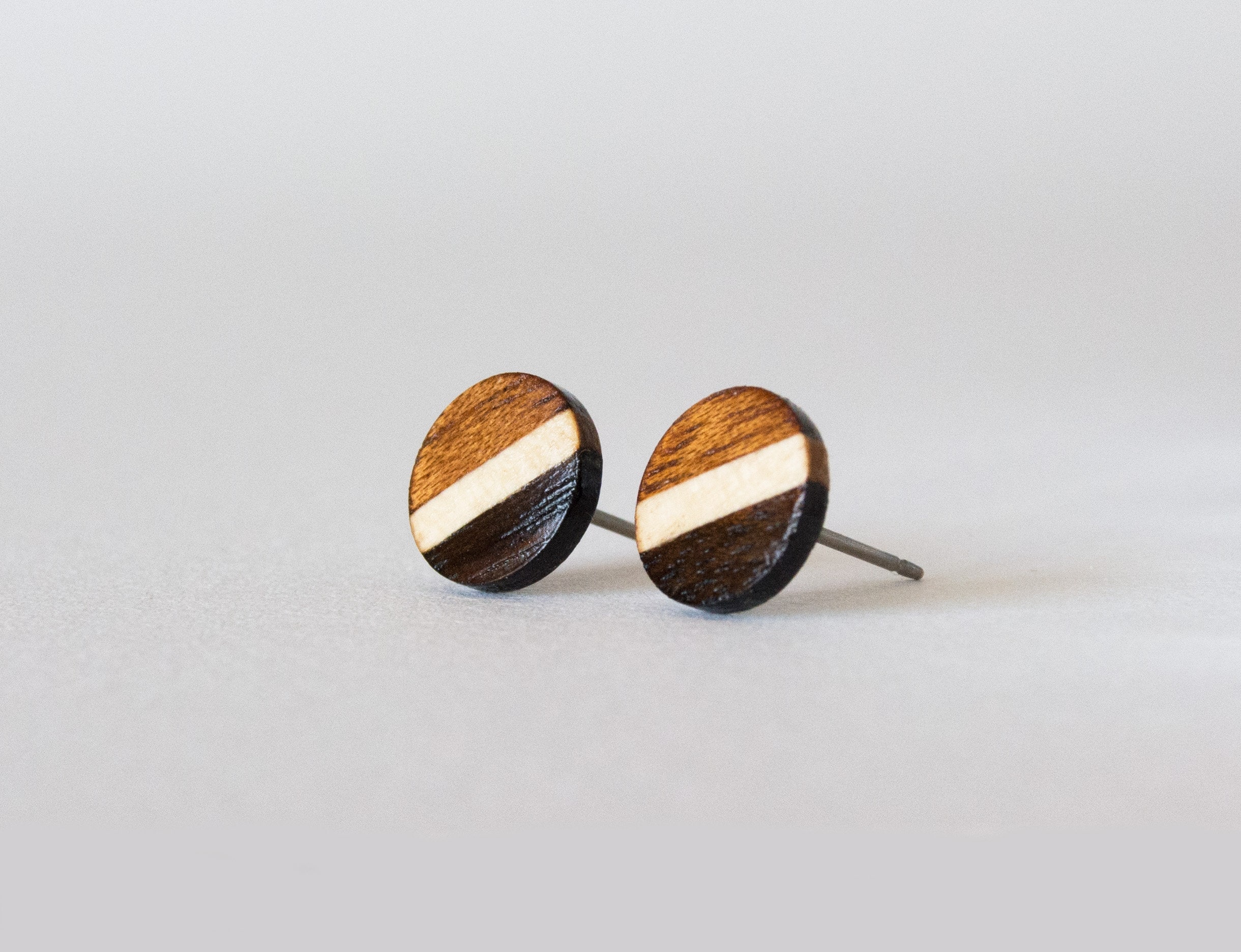 Striped Wood Studs wood earrings unisex mens stud earrings Etsy