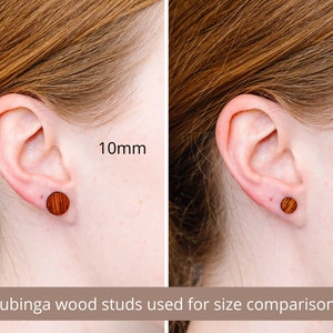 Ebony Wood Stud Earrings, wood earrings, unisex, mens stud earrings, men's studs, wood post earrings, natural wood studs, round wood studs image 2
