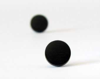 Black Ebony Wood Studs, wood earrings, minimalist studs, men&#39;s stud earrings, stud earrings black, wood post earrings, stud earrings for men