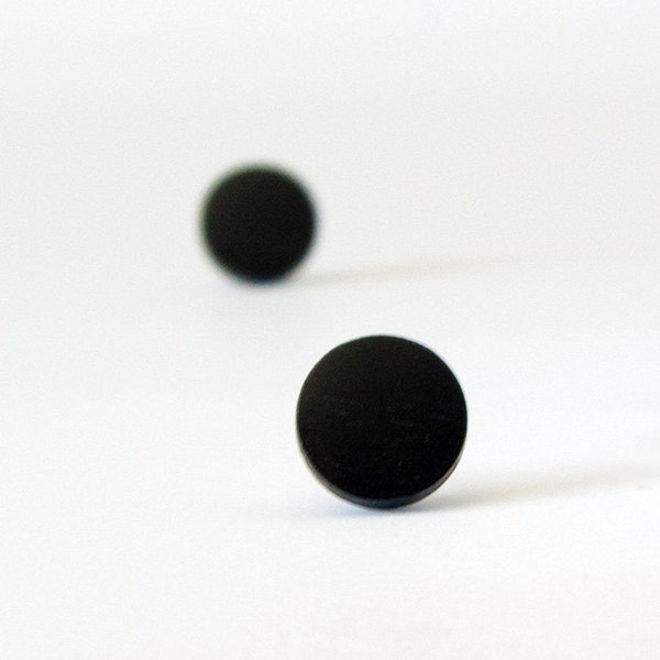 Black Ebony Wood Studs, wood earrings, minimalist studs, men's stud earrings, stud earrings black, wood post earrings, stud earrings for men