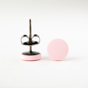 pale pink studs, matte light pink earrings, pink stud earrings, matte pink studs, pink stud earrings, pastel pink studs, pink post earrings image 4