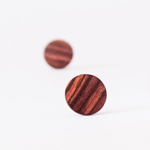 Kingwood Stud Earrings, wood earrings, unisex, mens stud earrings, studs, wood post earrings, natural wood, 5th wedding anniversary gift image 1