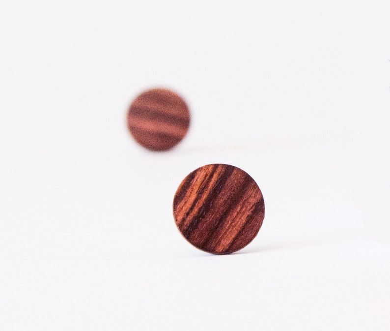 Kingwood Stud Earrings, wood earrings, unisex, mens stud earrings, studs, wood post earrings, natural wood, 5th wedding anniversary gift image 1