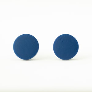 Navy Blue studs, matte navy blue earrings, unisex earrings, matte blue studs, blue posts, blue stud earrings, mens earrings, mens studs image 1