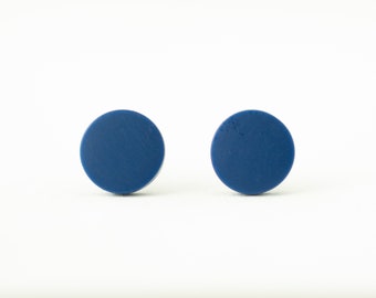 Navy Blue studs, matte navy blue earrings, unisex earrings, matte blue studs, blue posts, blue stud earrings, mens earrings, mens studs