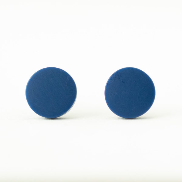 Navy Blue studs, matte navy blue earrings, unisex earrings, matte blue studs, blue posts, blue stud earrings, mens earrings, mens studs