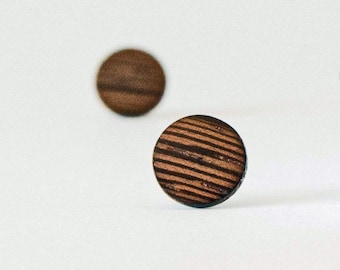 Clous d'oreilles en bois de wengé, boucles d'oreilles unisexes, clous d'oreilles pour hommes, clous en bois, boucles d'oreilles pour lui, clous rustiques, cadeaux pour lui, 5e anniversaire