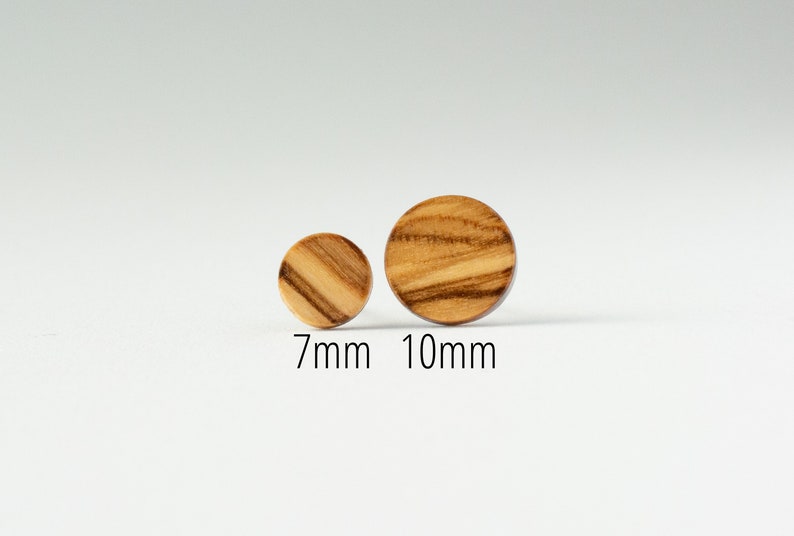 Olive Wood Stud Earrings, wood earrings, unisex, mens stud earrings, wood studs, wooden studs, , natural wood studs, light wood earrings image 5