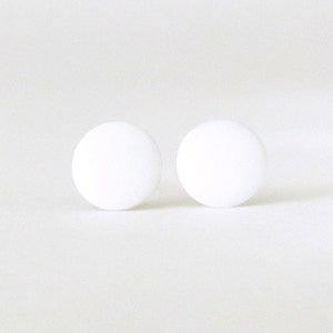 White studs, matte white earrings, small flat earrings, matte white studs, fake gauge, white stud earrings, minimalist earrings image 2