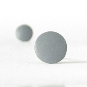 Minimalist Stud Earrings, matte gray earrings, unisex earrings, matte gray studs, gray posts, gray stud earrings, earrings for men image 2